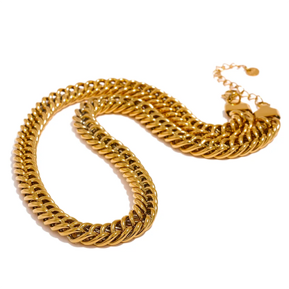 Thick heavy metal chain necklace bracelet bangle set - product image
