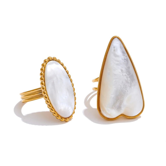 Thick shell heart oval adjustable ring - product image