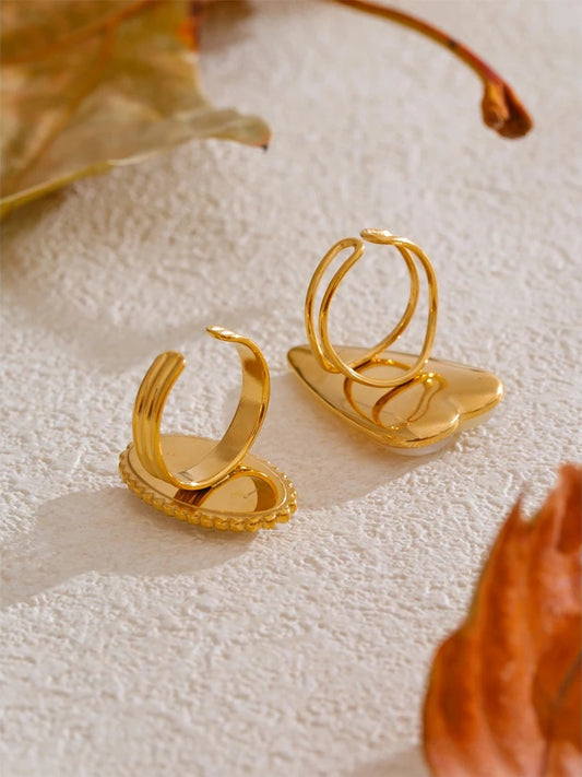 Thick shell heart oval adjustable ring - product image