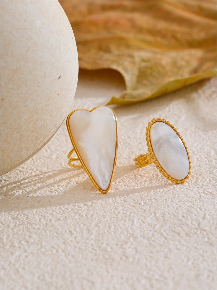 Thick shell heart oval adjustable ring - product image