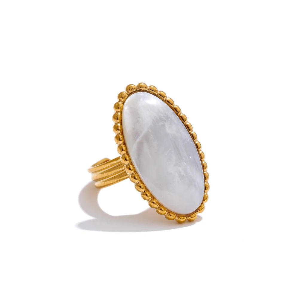 Thick shell heart oval adjustable ring - product image