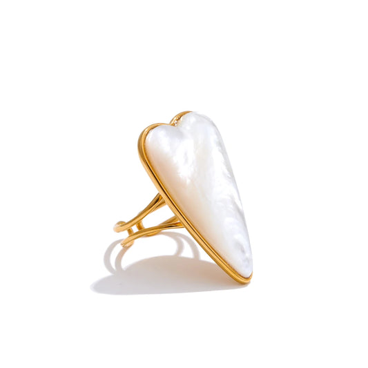 Thick shell heart oval adjustable ring - product image