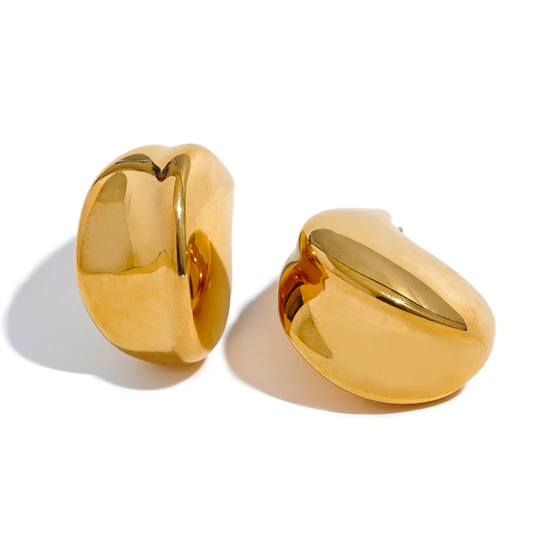 Thicker chunky hollow contemporary stud earrings - product image