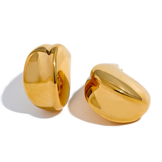 Thicker chunky hollow contemporary stud earrings - product image
