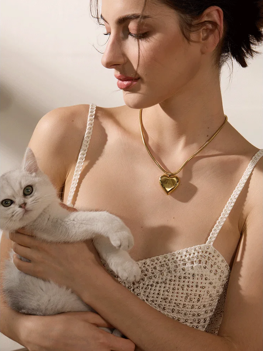 Thicker heart hollow love smooth pendant necklace - product image