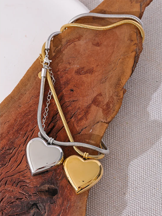 Thicker heart hollow love smooth pendant necklace - product image