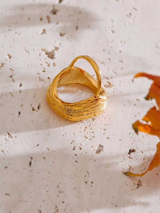 Thicker shell stone adjustable open ring - product image