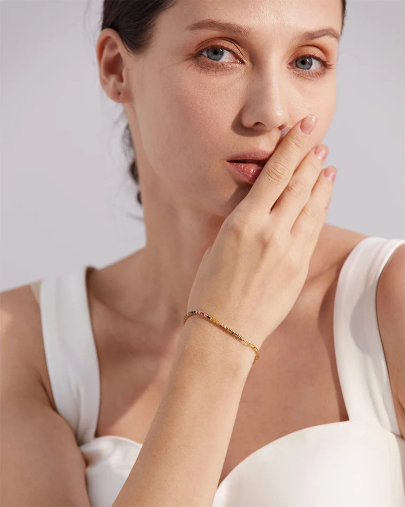 Thin chain cubic zirconia bracelet - product image