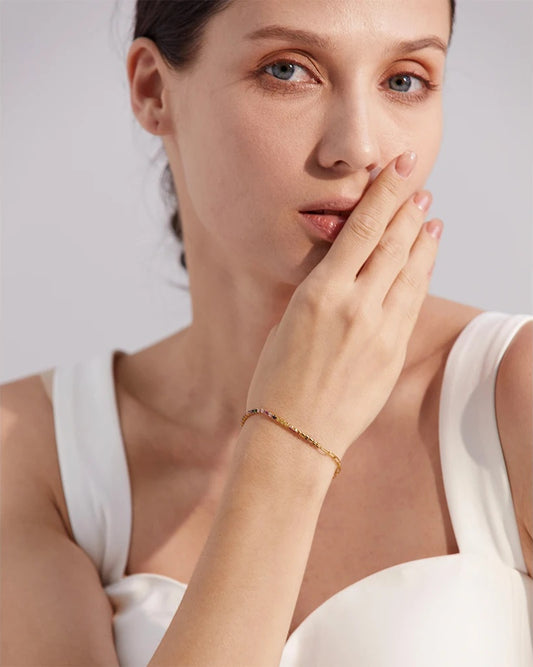 Thin chain cubic zirconia bracelet - product image