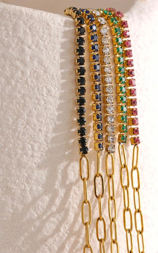 Thin chain cubic zirconia bracelet - product image