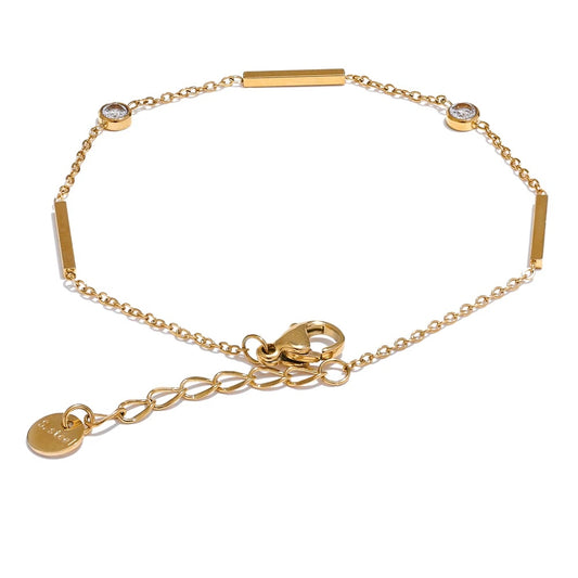 Thin chain zircon link minimalist bracelet - product image