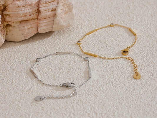 Thin chain zircon link minimalist bracelet - product image