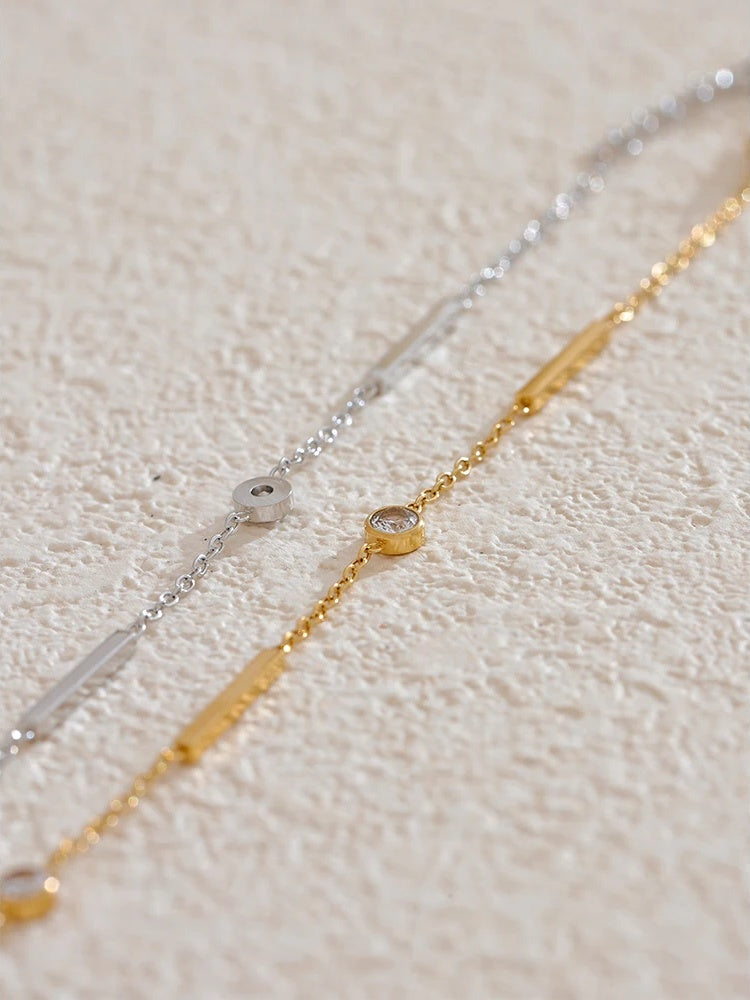 Thin chain zircon link minimalist bracelet - product image