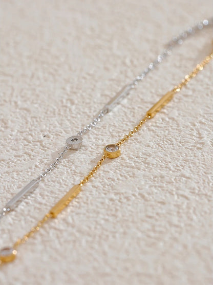 Thin chain zircon link minimalist bracelet - product image