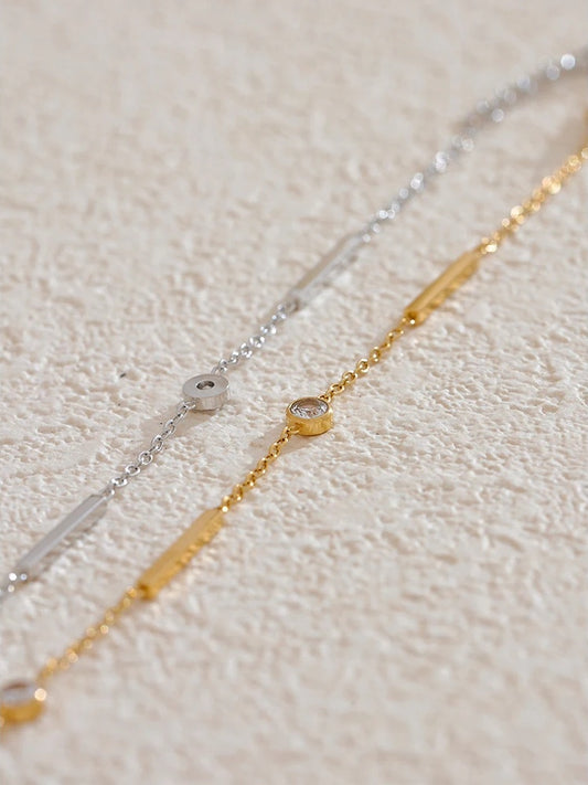 Thin chain zircon link minimalist bracelet - product image