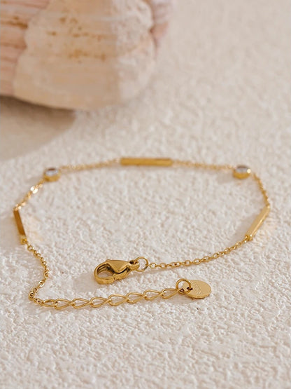 Thin chain zircon link minimalist bracelet - product image
