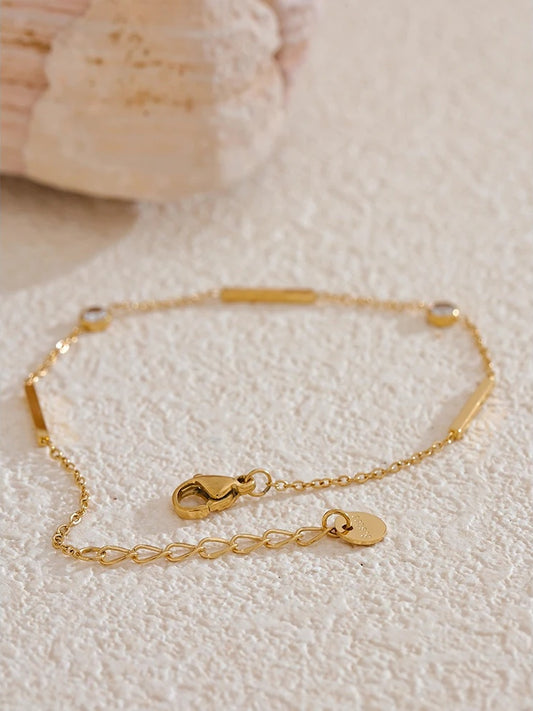 Thin chain zircon link minimalist bracelet - product image