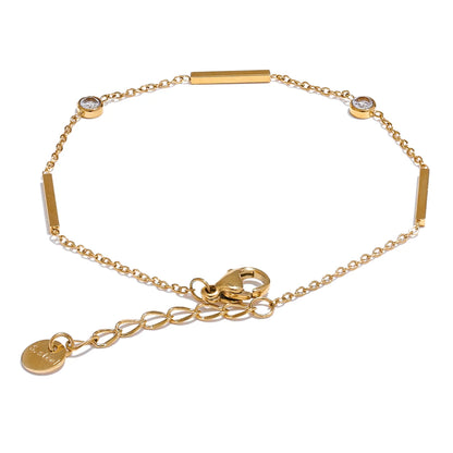 Thin chain zircon link minimalist bracelet - product image