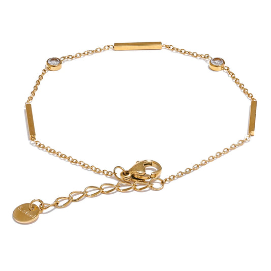 Thin chain zircon link minimalist bracelet - product image