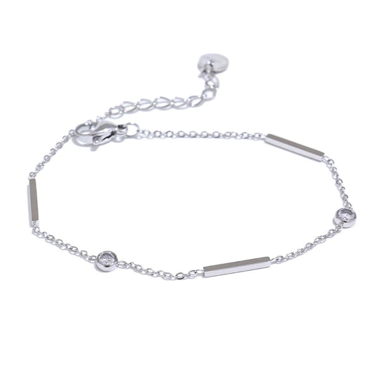 Thin chain zircon link minimalist bracelet - product image