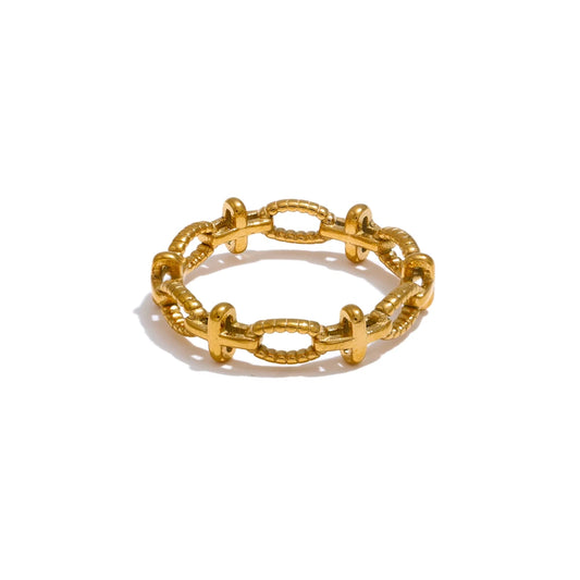 Thin cross chain fashion modern ring - product image