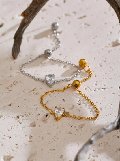 Thin cubic zirconia adjustable abstract ring - product image