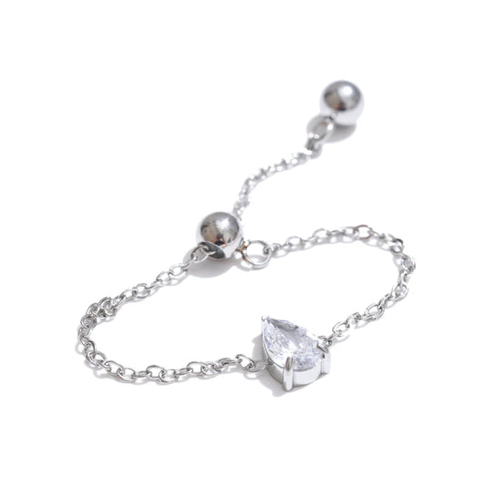 Thin cubic zirconia adjustable abstract ring - product image