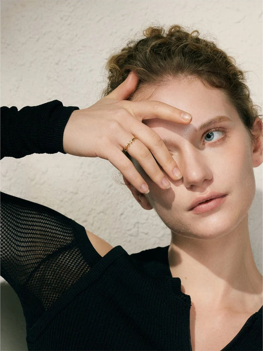 Thin modern gold silver color minimalist ring - product image