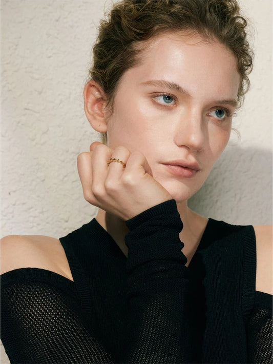 Thin modern gold silver color minimalist ring - product image