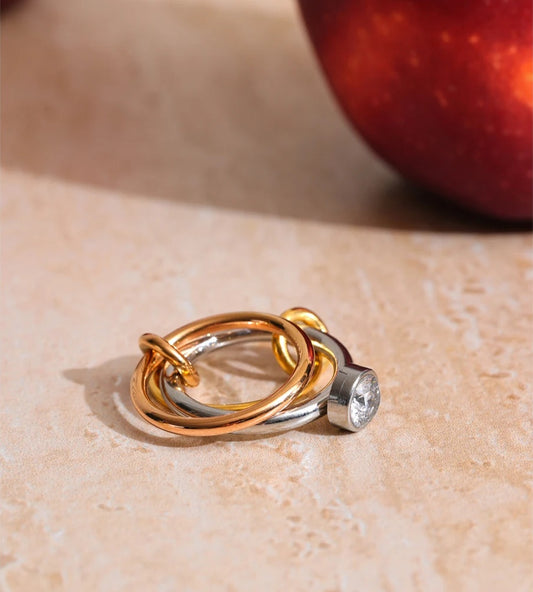 Three colors layered stacked finger ring - product image