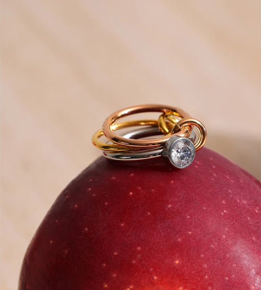 Three colors layered stacked finger ring - product image
