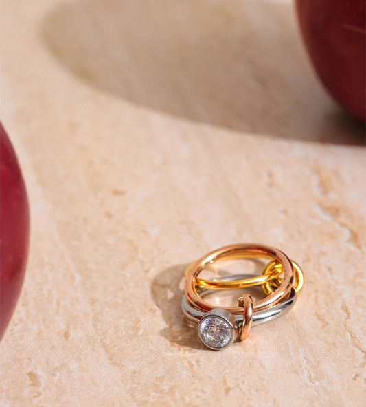 Three colors layered stacked finger ring - product image