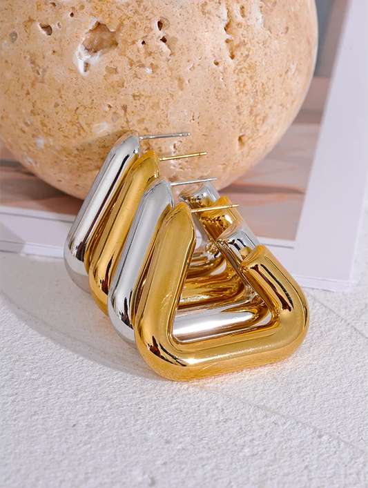 Triangle chunky hoop earrings - product image