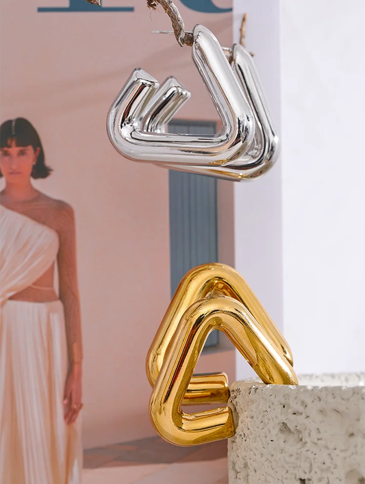 Triangle chunky hoop earrings - product image