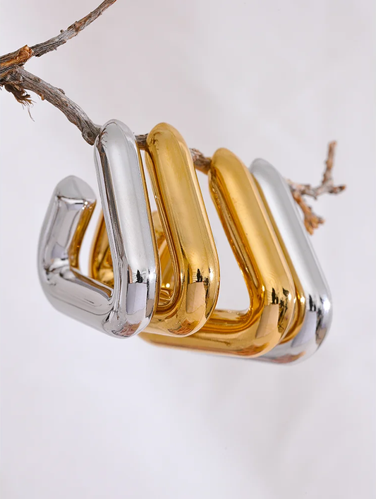 Triangle chunky hoop earrings - product image