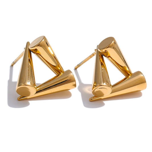 Triangle geometry unusual rust proof stud earrings - product image