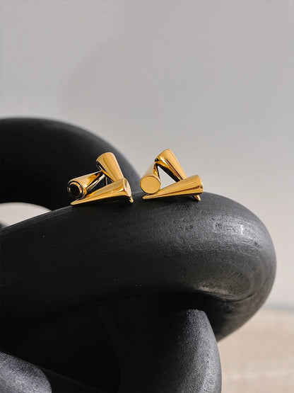 Triangle geometry unusual rust proof stud earrings - product image