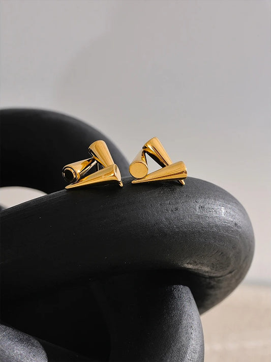 Triangle geometry unusual rust proof stud earrings - product image