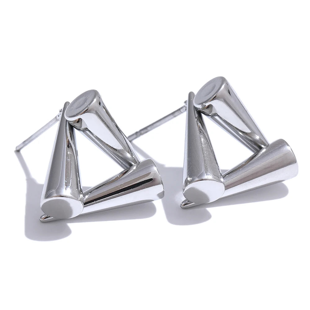 Triangle geometry unusual rust proof stud earrings - product image