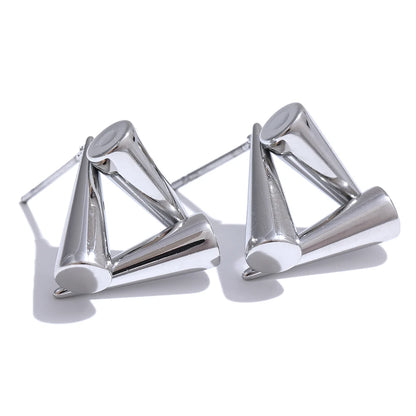 Triangle geometry unusual rust proof stud earrings - product image