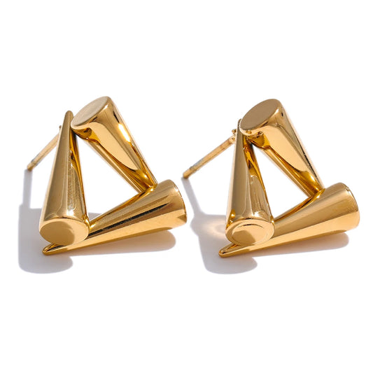 Triangle geometry unusual rust proof stud earrings - product image