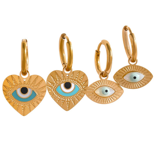Turkey evil eye hoop earrings women charm - product image