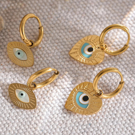 Turkey evil eye hoop earrings women charm - product image