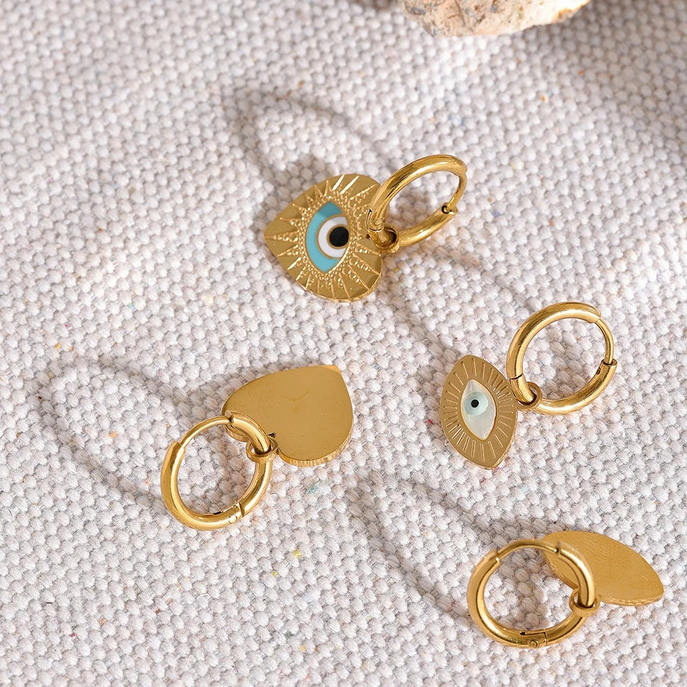 Turkey evil eye hoop earrings women charm - product image