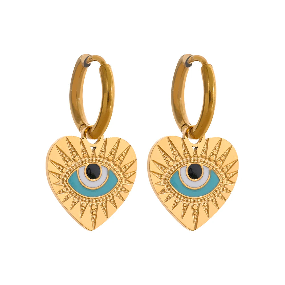 Turkey evil eye hoop earrings women charm - product image
