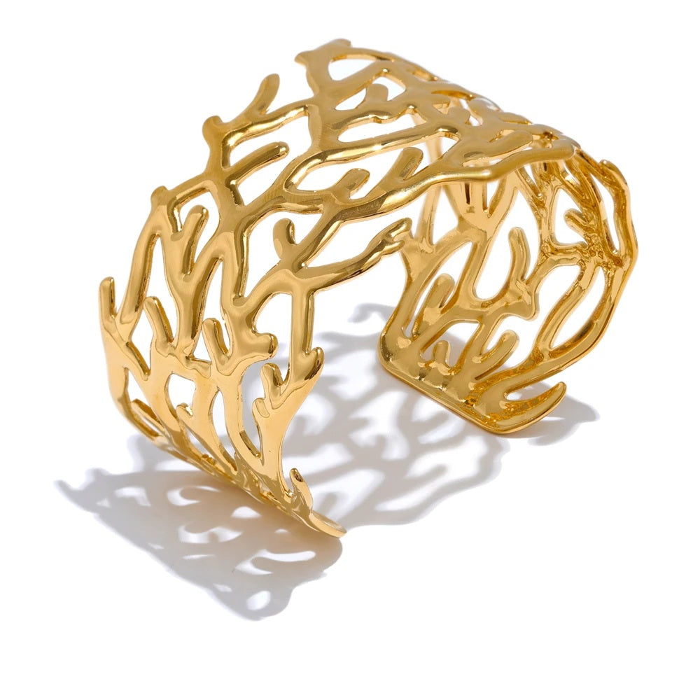 Twig minimalist hollow wide cuff bracelet - product image