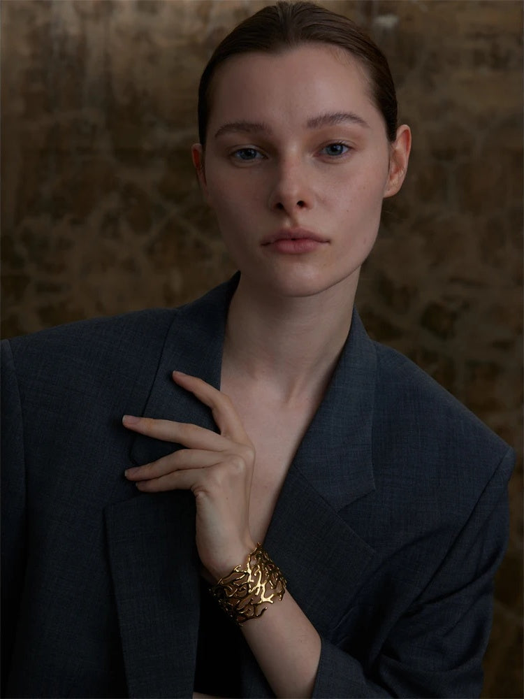 Twig minimalist hollow wide cuff bracelet - product image