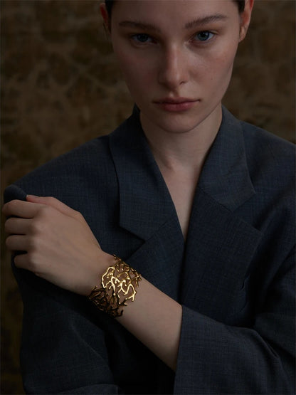 Twig minimalist hollow wide cuff bracelet - product image