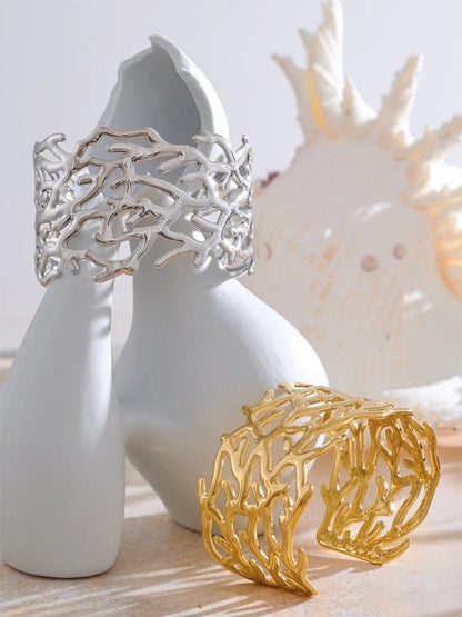 Twig minimalist hollow wide cuff bracelet - product image
