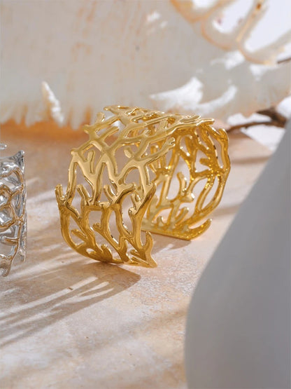 Twig minimalist hollow wide cuff bracelet - product image